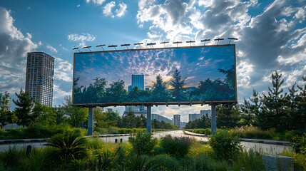 Obraz premium Captivating Urban Canvas:Expansive Outdoor Advertising Billboard in Vibrant City Landscape