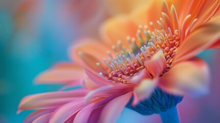 A vibrant macro shot of a blooming flower, highlighting the delicate petals and vibrant colors.
