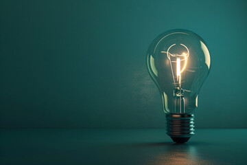 A glowing light bulb on a wall sparks ideas about innovation and creativity - obrazy, fototapety, plakaty