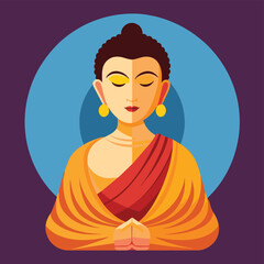 Vector portrait of Lord Buddha. Vesak day concept