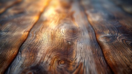 Rustic Wooden Texture Highlighted by Golden Sunlight, Perfect for Backgrounds