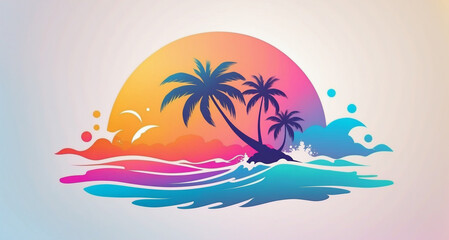Fototapeta na wymiar summer background with palm trees