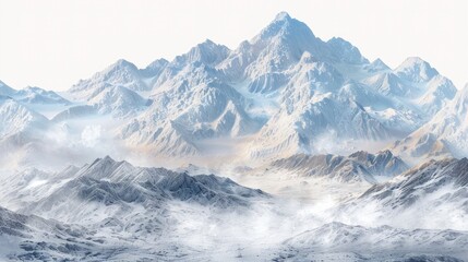 Fototapeta na wymiar Winter mountain landscape isolated on transparent background.