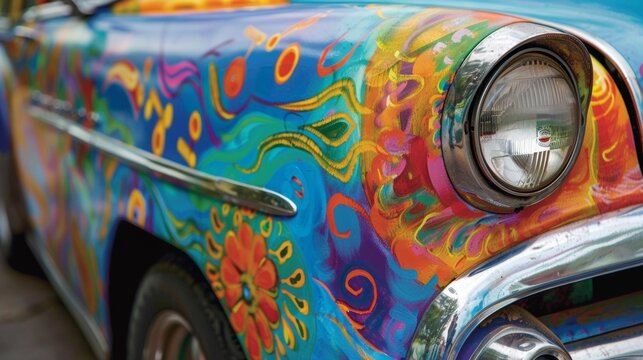 A playfully painted vintage car serves as the centerpiece a nod to Cubas love for classic American automobiles and their dazzling . .