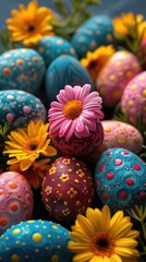 Fototapeta na wymiar Vibrant Easter Wallpaper Art: A Colorful Celebration of Spring and Renewal
