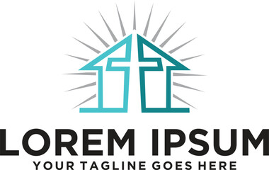 Fototapeta premium Church House Cross logo idea
