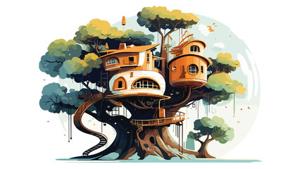 Whimsical treehouse hotel where guests sleep among