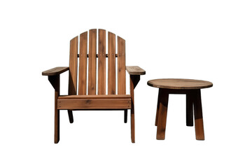 Wooden table and chair png