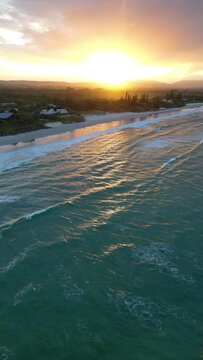 Aerial view of the sunset in Byron Bay, Austraia