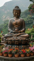 Divine Serenity: A Majestic Chinese Maitreya Statue Radiating Peace and Wisdom in a Captivating Display of Cultural Grandeur