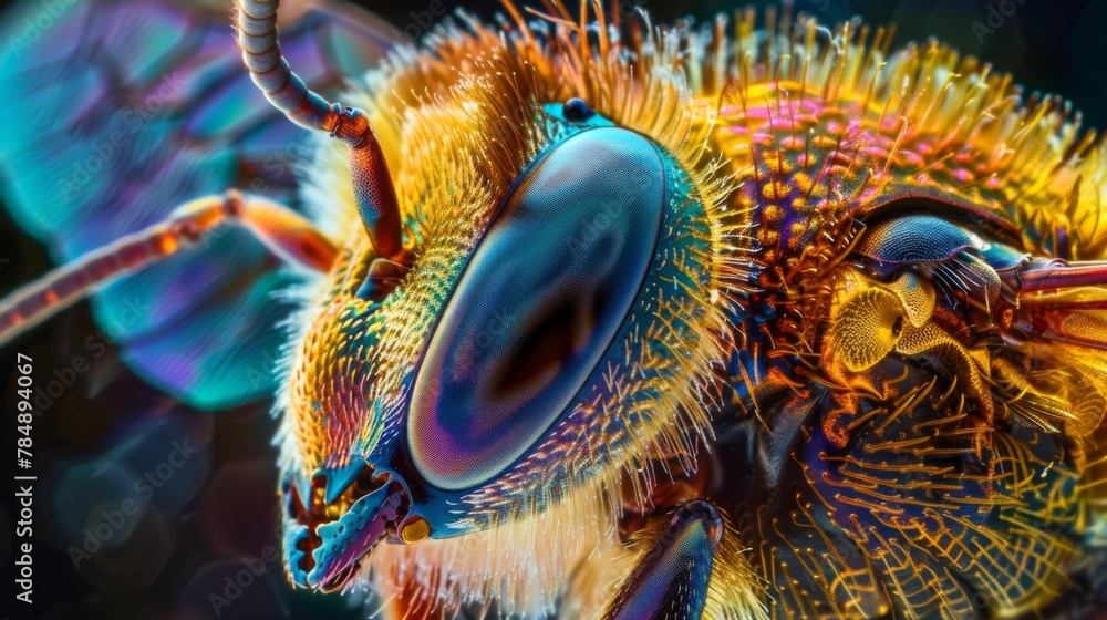 Aufkleber a highly magnified image of a honey bees antenna illuminated by a beam of polarized light. the intri