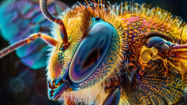 A highly magnified image of a honey bees antenna illuminated by a beam of polarized light. The intricate pattern seen in this image