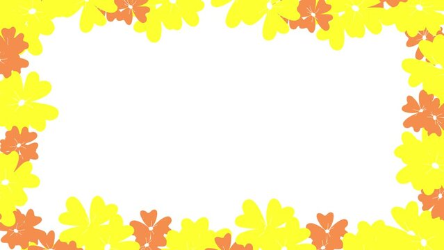 frame with colorful autumn leaves on yellow background
