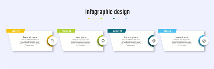 Fototapeta premium Design infographics business template, timeline with 4 options. can be used for workflow diagram, info chart, web design. vector illustration.