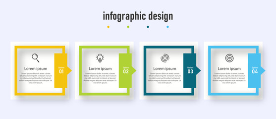 Design infographics business template, timeline with 4 options. can be used for workflow diagram, info chart, web design. vector illustration.