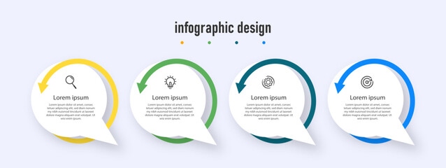 Design infographic template, timeline with 4 steps or option, can be used for workflow diagram, info chart, web design. vector illustration.