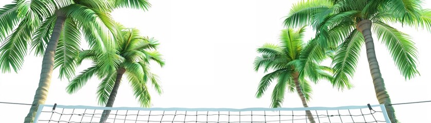 Volleyball net clipart strung up between palm trees HD characters