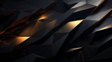 A black and gold abstract design with sharp angles and lines