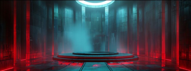 Cistern, Circular Stage, cyberpunk , red - obrazy, fototapety, plakaty
