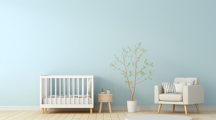 Baby crib with side rails - obrazy, fototapety, plakaty