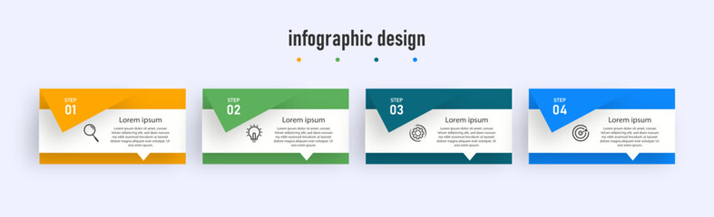 Creative infographic design template. timeline with 4 step or options. can be used for workflow diagram, info chart, web design. vector illustration.