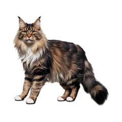 Main coon cat on Transparent Background PNG Generative AI