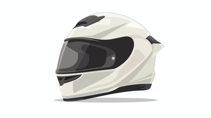White motorcycle helmet on a white background 2d flat
