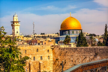 Golden Dome of Rock Western "Wailing" Wall Jerusalem Israel