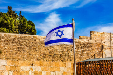 Israeli Flag Western "Wailing" Wall Jerusalem Israel