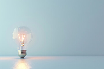 A glowing light bulb, on a wall or paper background, symbolizes bright ideas and innovation