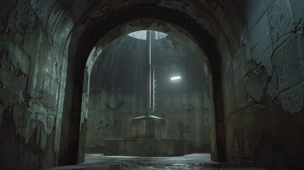 a cinematic production still wide shot of the hitech containment vaults beneath the MINISTRY OF PRESERVATION