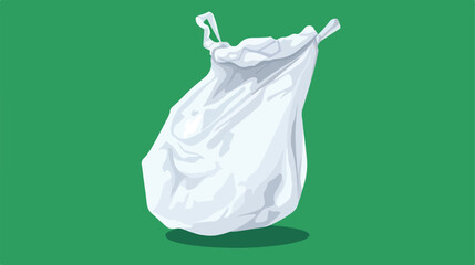 White trash bag icon white isolated on green background
