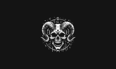 head skull with horn vector illustration mascot design