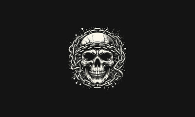 head skull with chain vector illustration flat design