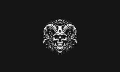 head skull with horn vector illustration mascot design