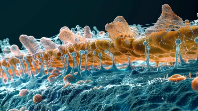 An electron microscopy image of a cell membrane attached to a bacterial cell wall highlighting the important role of the cell wall