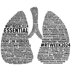 Respiratory Care Week with a set of lungs made out of RT key words. - obrazy, fototapety, plakaty