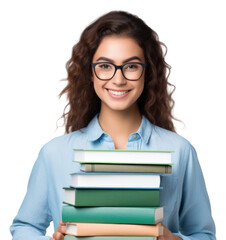 PNG College student holding books glasses reading adult