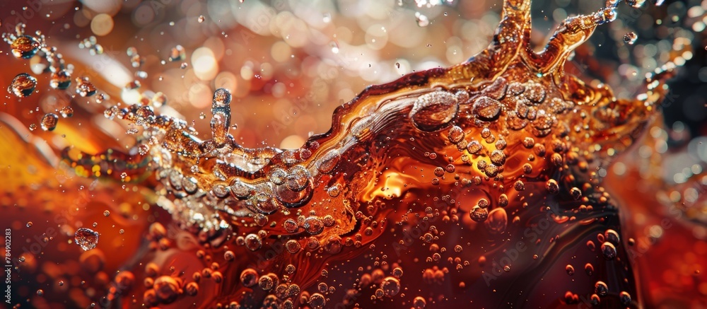 Poster the image showcases a close-up view of a glass filled with refreshing soda, while water splashes on 