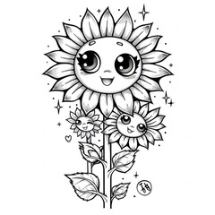 Fototapeta premium Free Printable Sunflower Coloring Pages