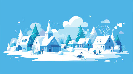 Winter in Finland .. 2d flat cartoon vactor illustration