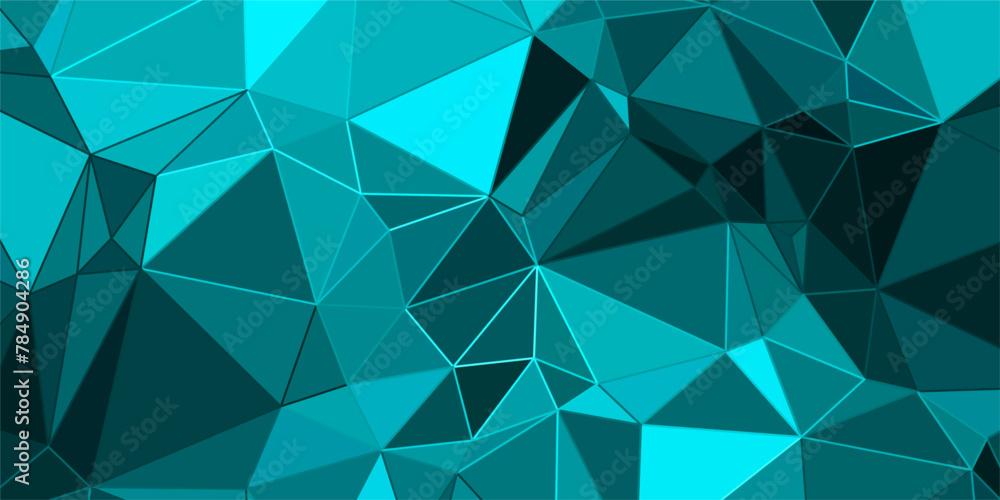 Poster abstract blue teal polygonal background with triangles