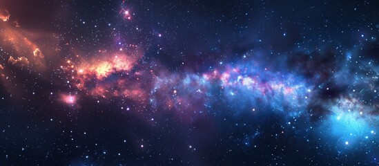 The image showcases the vastness of the galactic galaxy, filled with shimmering stars and colorful nebulas that create a mesmerizing cosmic scene. - obrazy, fototapety, plakaty