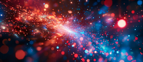 mesmerizing red and blue lights from galaxy describe beauty of universe - obrazy, fototapety, plakaty