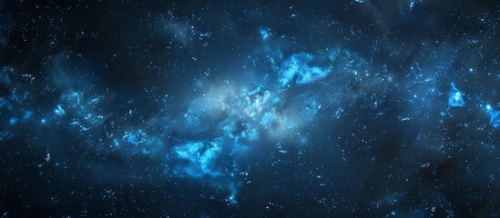Fototapeta premium A stunning depiction of a deep blue galaxy filled with twinkling stars set against a pitch-black background, creating a mesmerizing celestial scene