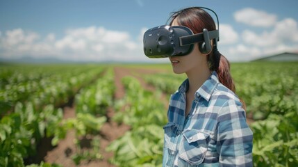 Cutting Edge VR Crop Management System Blends Technology with Traditional Farming in Lush Countryside Landscape