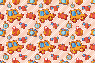 travelling theme illustration seamless pattern background
