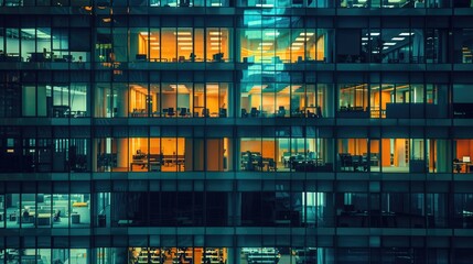 Glass Facade of an Office Building, Glass windows of office building, Generative AI