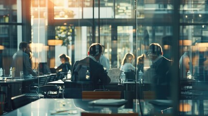 Obraz premium A hand of business person working with coworker in meeting room, Generative AI