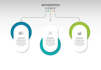 Vector infographic flat template circles for 3 label, diagram, graph, presentation. Business concept with 3 options.